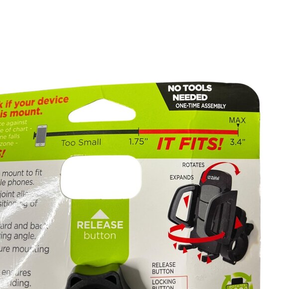 Zefal Bike Handlebar Mount for‎ Mobile Phones from 1.75" to 3.4" Wide, Brand New - Picture 4 of 4